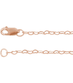 Ch1255 14K Rose Heart 1.9 Mm 18 In Lobster Clasp Polished Flat Heart Chain