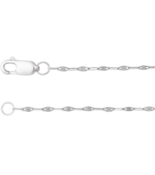Ch1256 14K White Keyhole 1.5 Mm 18 In Lobster Clasp Polished Keyhole Chain