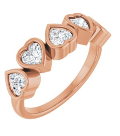 72427 Ring Set 14K Rose Lab-Grown Diamond Heart 4 X 4 Mm Polished 1 18 Ctw Lab-Grown Diamond Bezel Set Ring