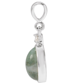 87438 Pendant Set 14K White Oval Natural Moss Agate 8 X 6Mm 0.03 Ct Natural Diamond I1, G-H Polished Natural Moss Agate And .03 Ct Natural Diamond Bezel-Set Cabochon Pendant