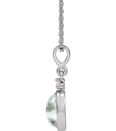 87438 Necklace Set Sterling Silver Oval Natural Moss Agate 8 X 6Mm 0.03 Ct Natural Diamond I1, G-H 16-18 In Polished Natural Moss Agate And .03 Ct Natural Diamond Bezel-Set Necklace