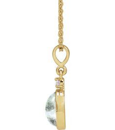 87438 Necklace Set 14K Yellow Oval Natural Moss Agate 8 X 6Mm 0.03 Ct Natural Diamond I1, G-H 16-18 In Polished Natural Moss Agate And .03 Ct Natural Diamond Bezel-Set Necklace