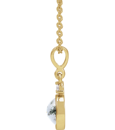 87438 Necklace Set 14K Yellow Round Natural Moss Agate 6Mm 0.03 Ct Natural Diamond I1, G-H 16-18 In Polished Natural Moss Agate And .03 Ct Natural Diamond Bezel-Set Necklace