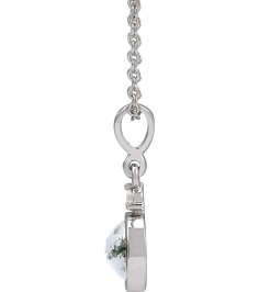 87438 Necklace Set Sterling Silver Round Natural Moss Agate 6Mm 0.03 Ct Natural Diamond I1, G-H 16-18 In Polished Natural Moss Agate And .03 Ct Natural Diamond Bezel-Set Necklace