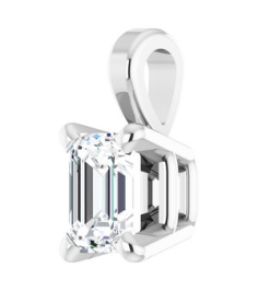 28428 Pendant Set Platinum Emerald Natural Diamond 4 X 3Mm 14 Ct Si2-Si3, Ghi Polished 14 Ct Natural Diamond 4-Prong Solitaire Pendant