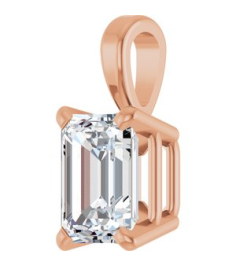 28428 Pendant Set 14K Rose Emerald Natural Diamond 5 X 3Mm 13 Ct Si2-Si3, Ghi Polished 13 Ct Natural Diamond 4-Prong Solitaire Pendant