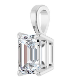 28428 Pendant Set Platinum Emerald Natural Diamond 6 X 4Mm 12 Ct Si1, Ghi Polished 12 Ct Natural Diamond 4-Prong Solitaire Pendant