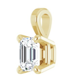 28428 Pendant Set 14K Yellow Emerald Lab-Grown Diamond 4 X 3Mm 14 Ct Vs, Fg Polished 14 Ct Lab Grown Diamond 4-Prong Solitaire Pendant