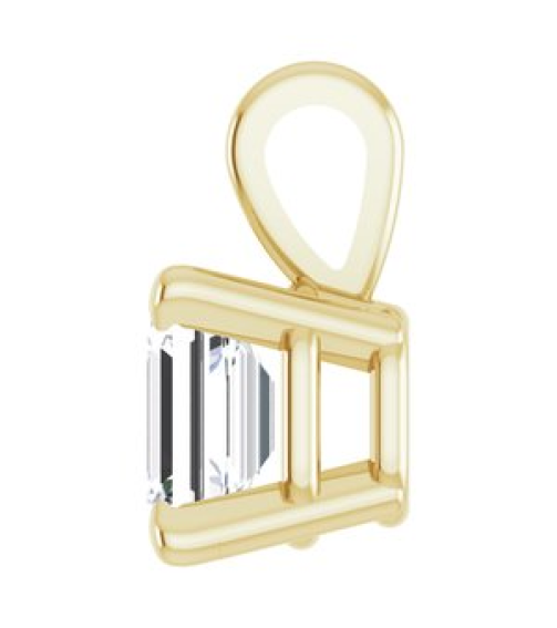 28428 Pendant Set 14K Yellow Emerald Lab-Grown Diamond 4 X 3Mm 14 Ct Vs, Fg Polished 14 Ct Lab Grown Diamond 4-Prong Solitaire Pendant
