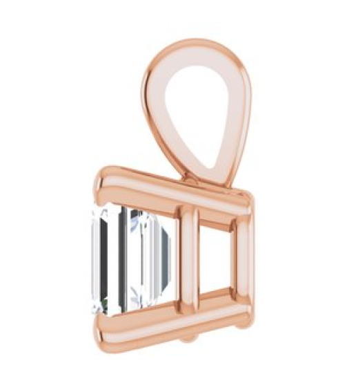 28428 Pendant Set 14K Rose Emerald Lab-Grown Diamond 4 X 3Mm 14 Ct Vs, Fg Polished 14 Ct Lab Grown Diamond 4-Prong Solitaire Pendant