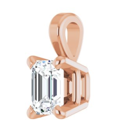 28428 Pendant Set 14K Rose Emerald Lab-Grown Diamond 4 X 3Mm 14 Ct Vs, Fg Polished 14 Ct Lab Grown Diamond 4-Prong Solitaire Pendant