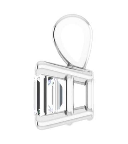 28428 Pendant Set Sterling Silver Emerald Lab-Grown Diamond 4 X 3Mm 14 Ct Vs, Fg Polished 14 Ct Lab Grown Diamond 4-Prong Solitaire Pendant