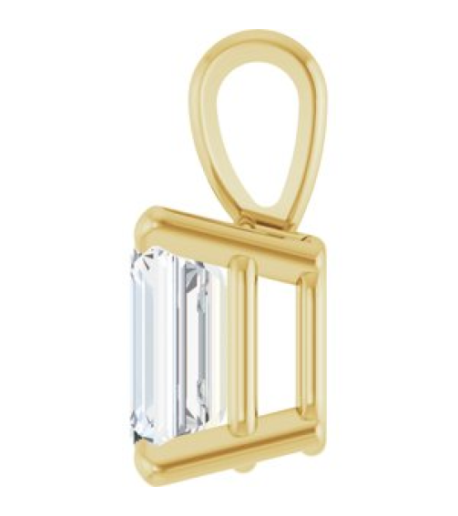 28428 Pendant Set 14K Yellow Emerald Lab-Grown Diamond 5 X 3Mm 13 Ct Vs, Fg Polished 13 Ct Lab Grown Diamond 4-Prong Solitaire Pendant