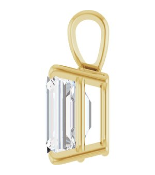 28428 Pendant Set 14K Yellow Emerald Lab-Grown Diamond 7 X 5Mm 1 Ct Vs, Fg Polished 1 Ct Lab Grown Diamond 4-Prong Solitaire Pendant