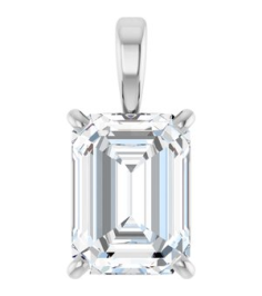28428 Pendant Set Platinum Emerald Lab-Grown Diamond 7 X 5Mm 1 Ct Vs, Fg Polished 1 Ct Lab Grown Diamond 4-Prong Solitaire Pendant