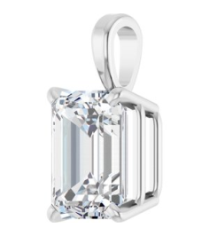 28428 Pendant Set Platinum Emerald Lab-Grown Diamond 7 X 5Mm 1 Ct Vs, Fg Polished 1 Ct Lab Grown Diamond 4-Prong Solitaire Pendant
