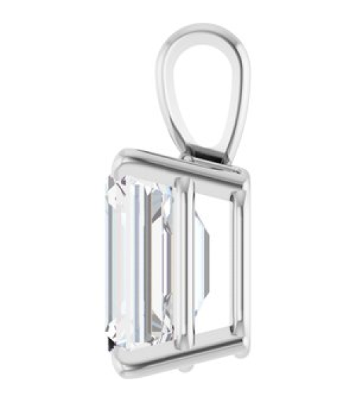 28428 Pendant Set Platinum Emerald Lab-Grown Diamond 7 X 5Mm 1 Ct Vs, Fg Polished 1 Ct Lab Grown Diamond 4-Prong Solitaire Pendant