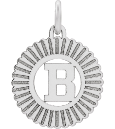 689251 Pendant 10K White Initial B 15 X 17 Mm Polished Sunburst Initial Pendant