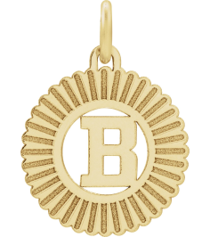 689251 Pendant 10K Yellow Initial B 15 X 17 Mm Polished Sunburst Initial Pendant