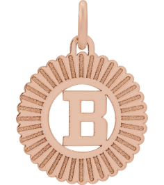 689251 Pendant 14K Rose Initial B 15 X 17 Mm Polished Sunburst Initial Pendant