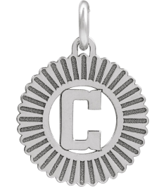 689251 Pendant 10K White Initial C 15 X 17 Mm Polished Sunburst Initial Pendant