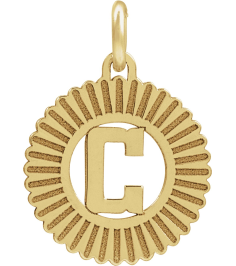 689251 Pendant 10K Yellow Initial C 15 X 17 Mm Polished Sunburst Initial Pendant