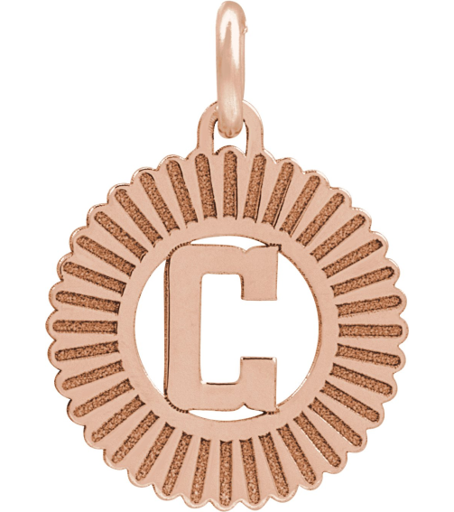 689251 Pendant 14K Rose Gold-Plated Sterling Silver Initial C 15 X 17 Mm Polished Sunburst Initial Pendant