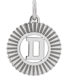 689251 Pendant 10K White Initial D 15 X 17 Mm Polished Sunburst Initial Pendant