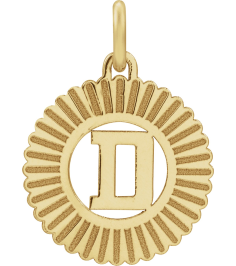 689251 Pendant 14K Yellow Gold-Plated Sterling Silver Initial D 15 X 17 Mm Polished Sunburst Initial Pendant