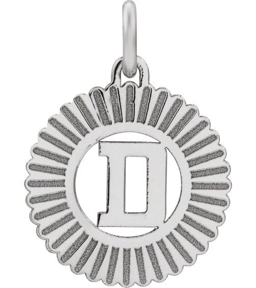 689251 Pendant Sterling Silver Initial D 15 X 17 Mm Polished Sunburst Initial Pendant