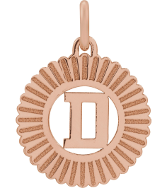 689251 Pendant 14K Rose Gold-Plated Sterling Silver Initial D 15 X 17 Mm Polished Sunburst Initial Pendant