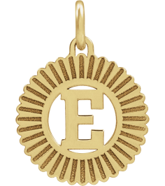 689251 Pendant 10K Yellow Initial E 15 X 17 Mm Polished Sunburst Initial Pendant