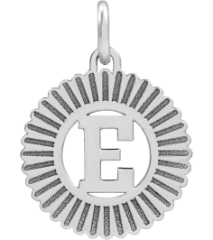 689251 Pendant 14K White Initial E 15 X 17 Mm Polished Sunburst Initial Pendant