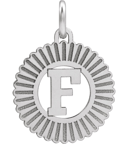 689251 Pendant 10K White Initial F 15 X 17 Mm Polished Sunburst Initial Pendant