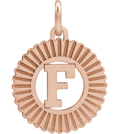 689251 Pendant 14K Rose Initial F 15 X 17 Mm Polished Sunburst Initial Pendant