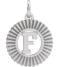 689251 Pendant 14K White Initial F 15 X 17 Mm Polished Sunburst Initial Pendant