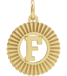 689251 Pendant 14K Yellow Initial F 15 X 17 Mm Polished Sunburst Initial Pendant