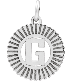 689251 Pendant 10K White Initial G 15 X 17 Mm Polished Sunburst Initial Pendant