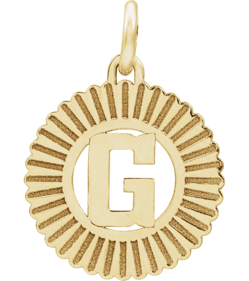 689251 Pendant 10K Yellow Initial G 15 X 17 Mm Polished Sunburst Initial Pendant