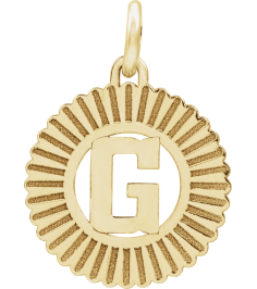 689251 Pendant 14K Yellow Gold-Plated Sterling Silver Initial G 15 X 17 Mm Polished Sunburst Initial Pendant