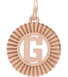 689251 Pendant 14K Rose Initial G 15 X 17 Mm Polished Sunburst Initial Pendant