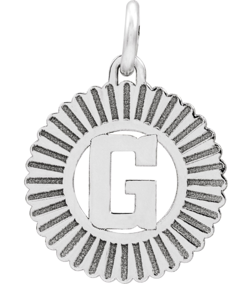 689251 Pendant Sterling Silver Initial G 15 X 17 Mm Polished Sunburst Initial Pendant