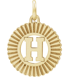 689251 Pendant 14K Yellow Gold-Plated Sterling Silver Initial H 15 X 17 Mm Polished Sunburst Initial Pendant