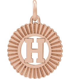 689251 Pendant 14K Rose Initial H 15 X 17 Mm Polished Sunburst Initial Pendant