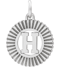 689251 Pendant 14K White Initial H 15 X 17 Mm Polished Sunburst Initial Pendant