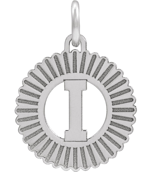 689251 Pendant 10K White Initial I 15 X 17 Mm Polished Sunburst Initial Pendant
