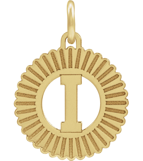 689251 Pendant 14K Yellow Gold-Plated Sterling Silver Initial I 15 X 17 Mm Polished Sunburst Initial Pendant