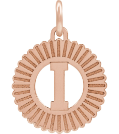 689251 Pendant 14K Rose Initial I 15 X 17 Mm Polished Sunburst Initial Pendant