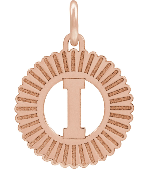689251 Pendant 14K Rose Gold-Plated Sterling Silver Initial I 15 X 17 Mm Polished Sunburst Initial Pendant