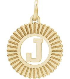 689251 Pendant 14K Yellow Gold-Plated Sterling Silver Initial J 15 X 17 Mm Polished Sunburst Initial Pendant